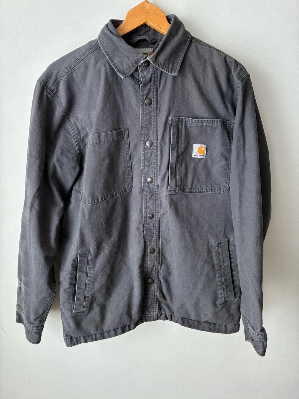 Carhartt Jacket Mens Medium Rugged Flex Rigby Shirt Jac Shadow Gray Fleece Lined